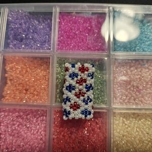 Dreadlock Bead Handmade Red Blue Diamond Seed Bead Hair Jewelry Peyote Loc Charm